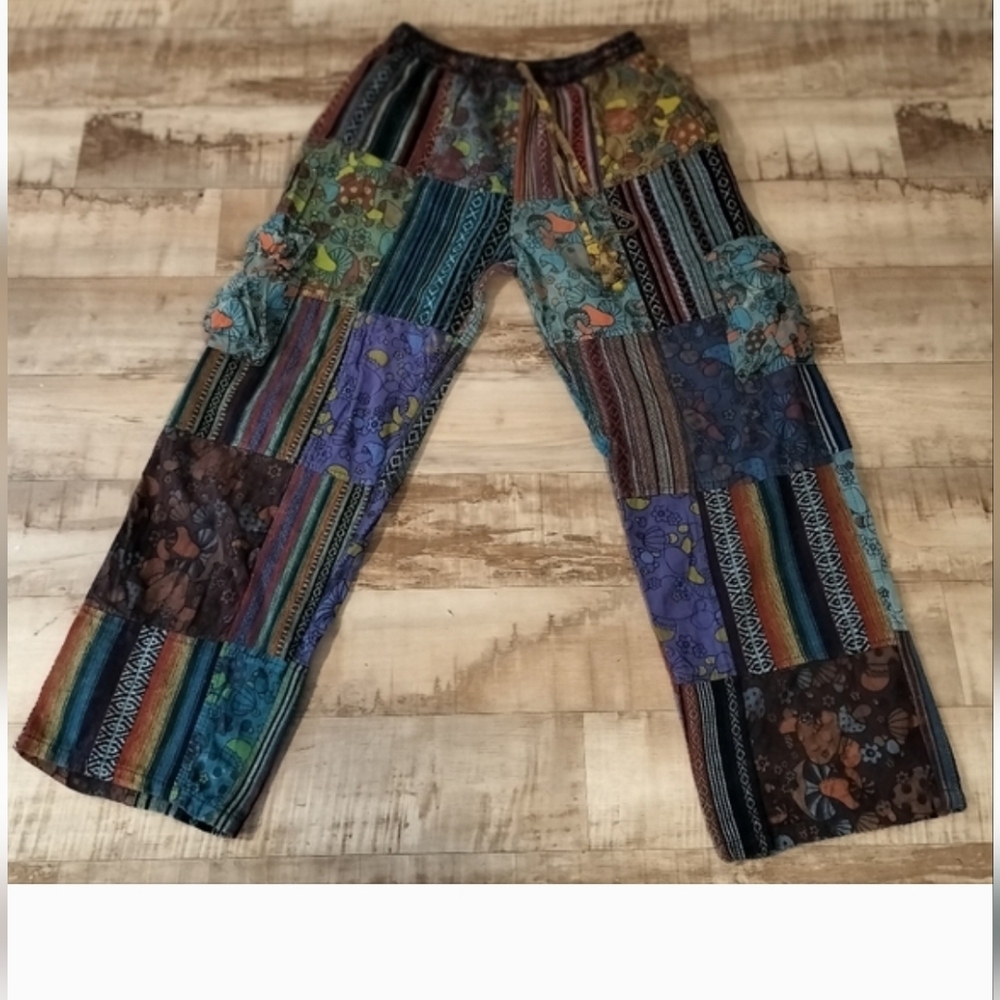 Multicolor Patchwork Cargo Pants - image 2